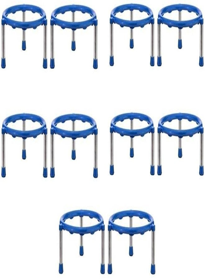 SHRIYAM CRAFTS Ring Matka/Pot Stands with Stainless Steel Legs (plastic blue pack of 10) - Image 1